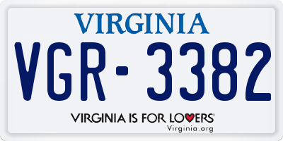 VA license plate VGR3382