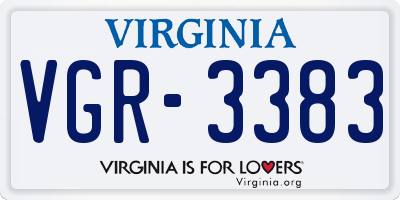 VA license plate VGR3383