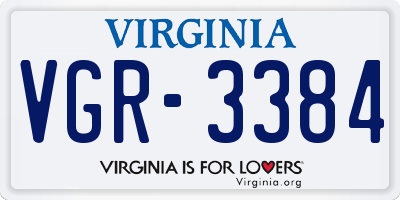 VA license plate VGR3384
