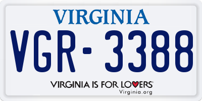 VA license plate VGR3388