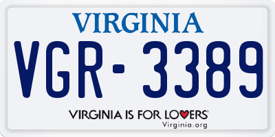 VA license plate VGR3389