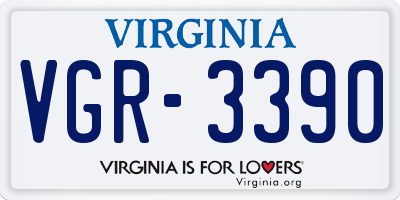 VA license plate VGR3390