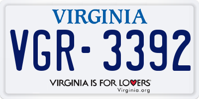 VA license plate VGR3392