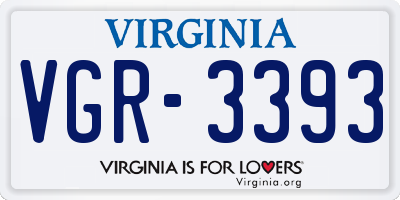 VA license plate VGR3393