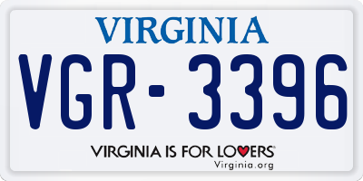 VA license plate VGR3396