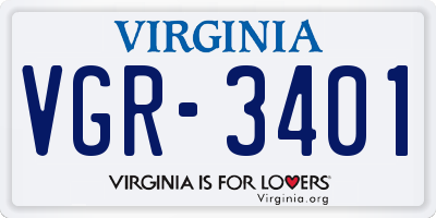 VA license plate VGR3401