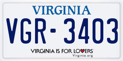VA license plate VGR3403