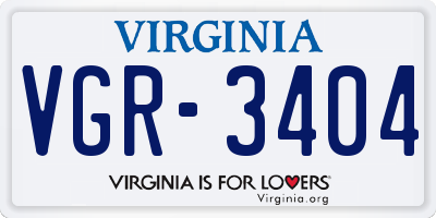 VA license plate VGR3404
