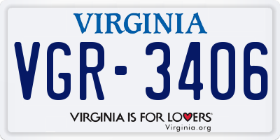 VA license plate VGR3406
