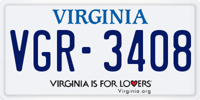 VA license plate VGR3408