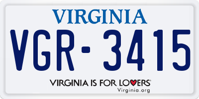 VA license plate VGR3415