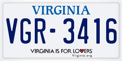 VA license plate VGR3416
