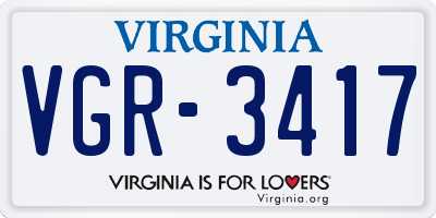 VA license plate VGR3417