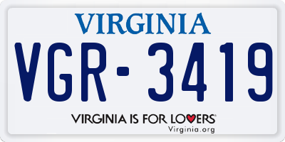 VA license plate VGR3419