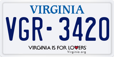 VA license plate VGR3420
