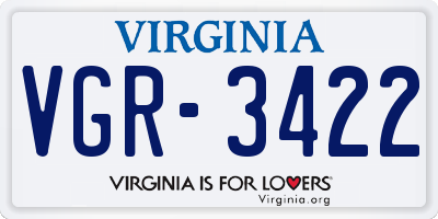 VA license plate VGR3422
