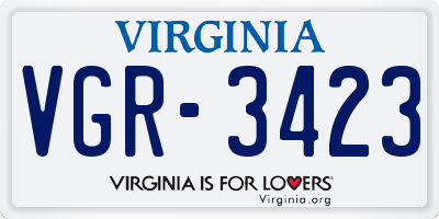 VA license plate VGR3423