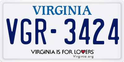VA license plate VGR3424