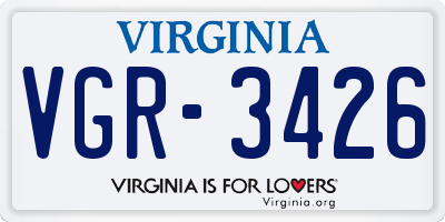 VA license plate VGR3426