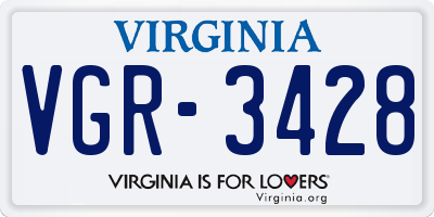 VA license plate VGR3428