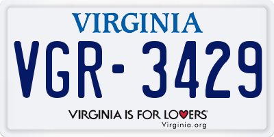 VA license plate VGR3429