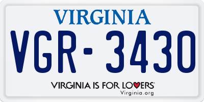 VA license plate VGR3430
