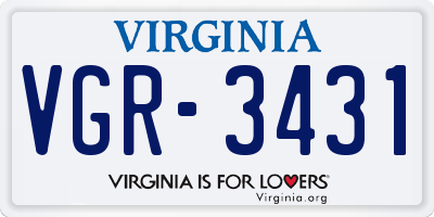 VA license plate VGR3431
