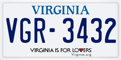 VA license plate VGR3432