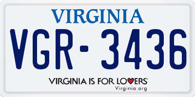 VA license plate VGR3436