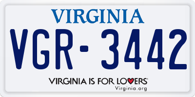 VA license plate VGR3442
