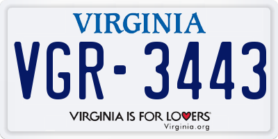 VA license plate VGR3443