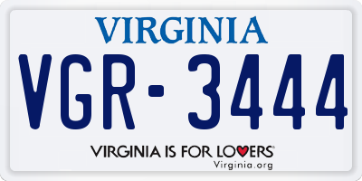 VA license plate VGR3444
