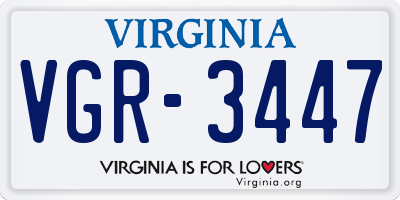 VA license plate VGR3447