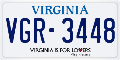 VA license plate VGR3448