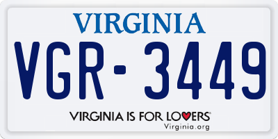 VA license plate VGR3449