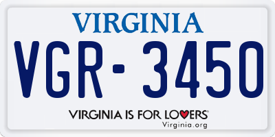 VA license plate VGR3450