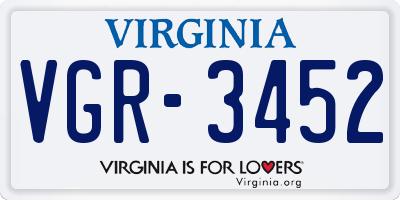 VA license plate VGR3452