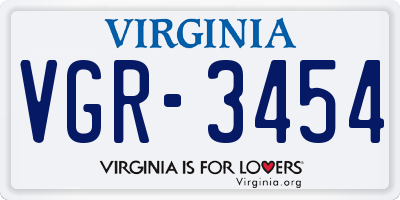 VA license plate VGR3454
