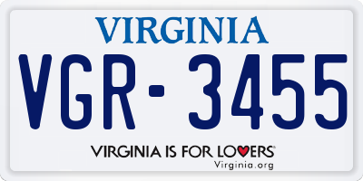 VA license plate VGR3455