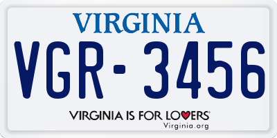 VA license plate VGR3456