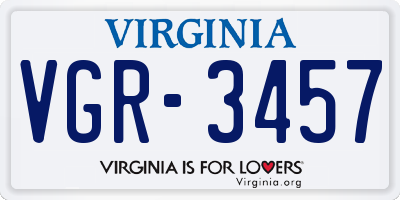 VA license plate VGR3457