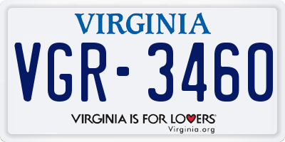 VA license plate VGR3460