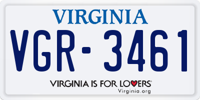 VA license plate VGR3461