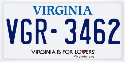 VA license plate VGR3462