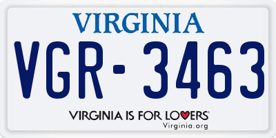 VA license plate VGR3463