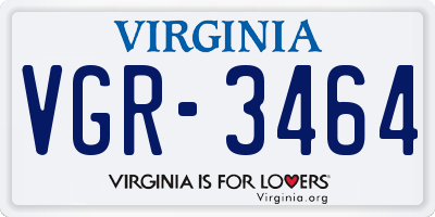 VA license plate VGR3464