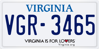 VA license plate VGR3465