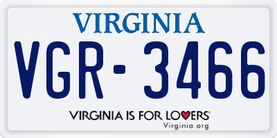 VA license plate VGR3466