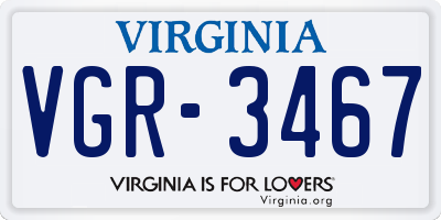 VA license plate VGR3467