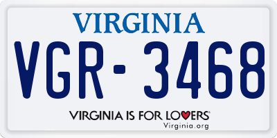 VA license plate VGR3468